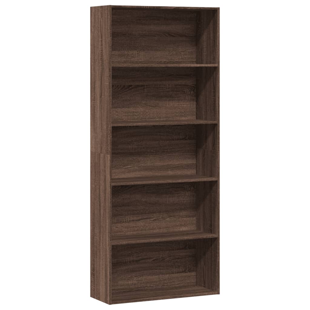 Bokhylle Brun Eik 80X30X189 Cm Konstruert Tre