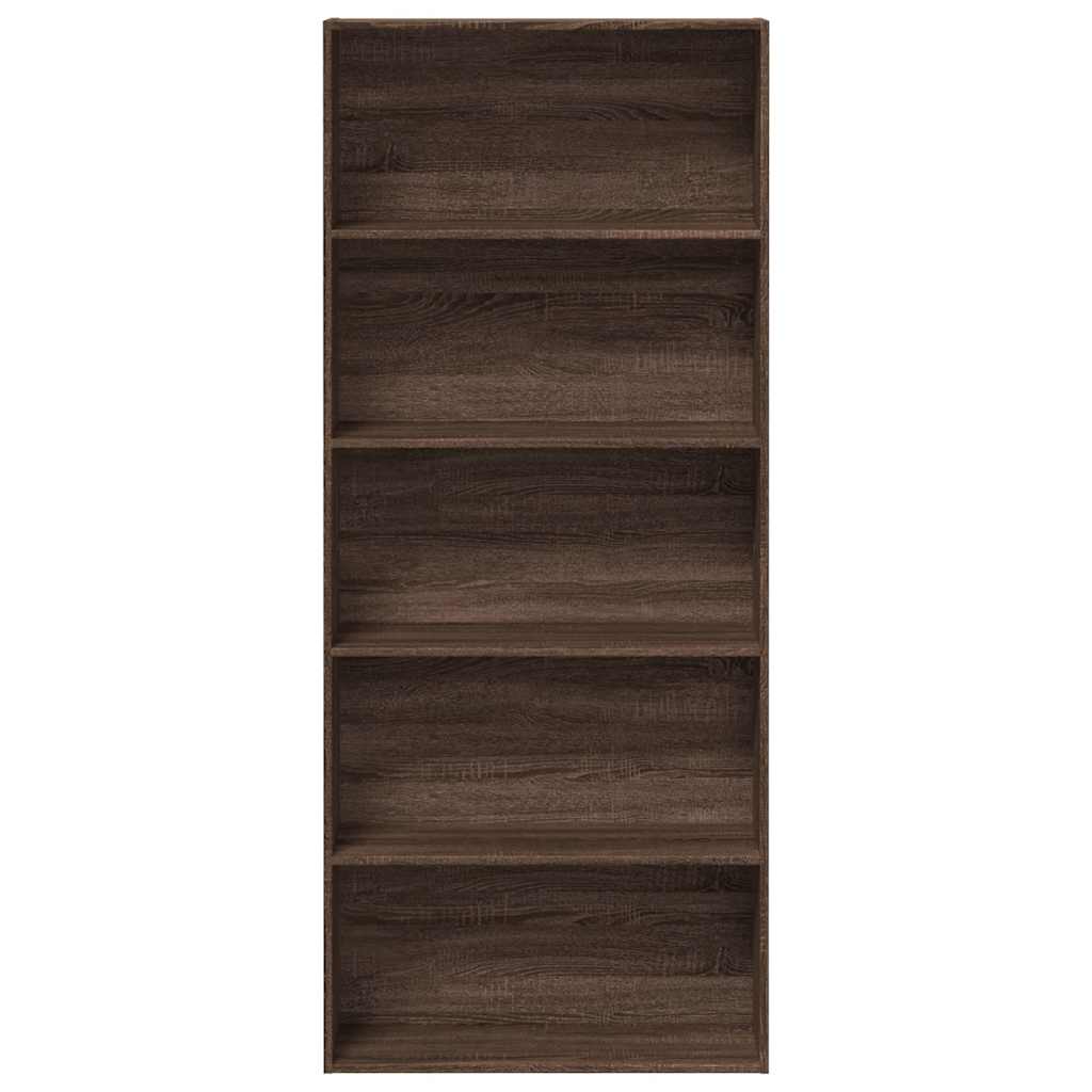 Bokhylle Brun Eik 80X30X189 Cm Konstruert Tre