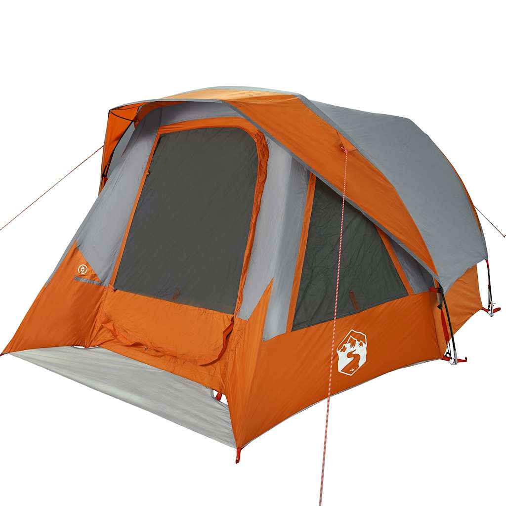 Campingtelt 4 Personer Grå Og Oransje Vanntett