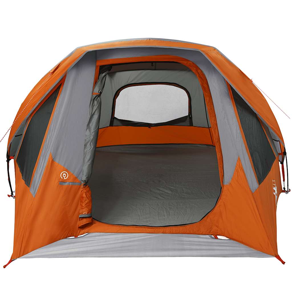 Campingtelt 4 Personer Grå Og Oransje Vanntett