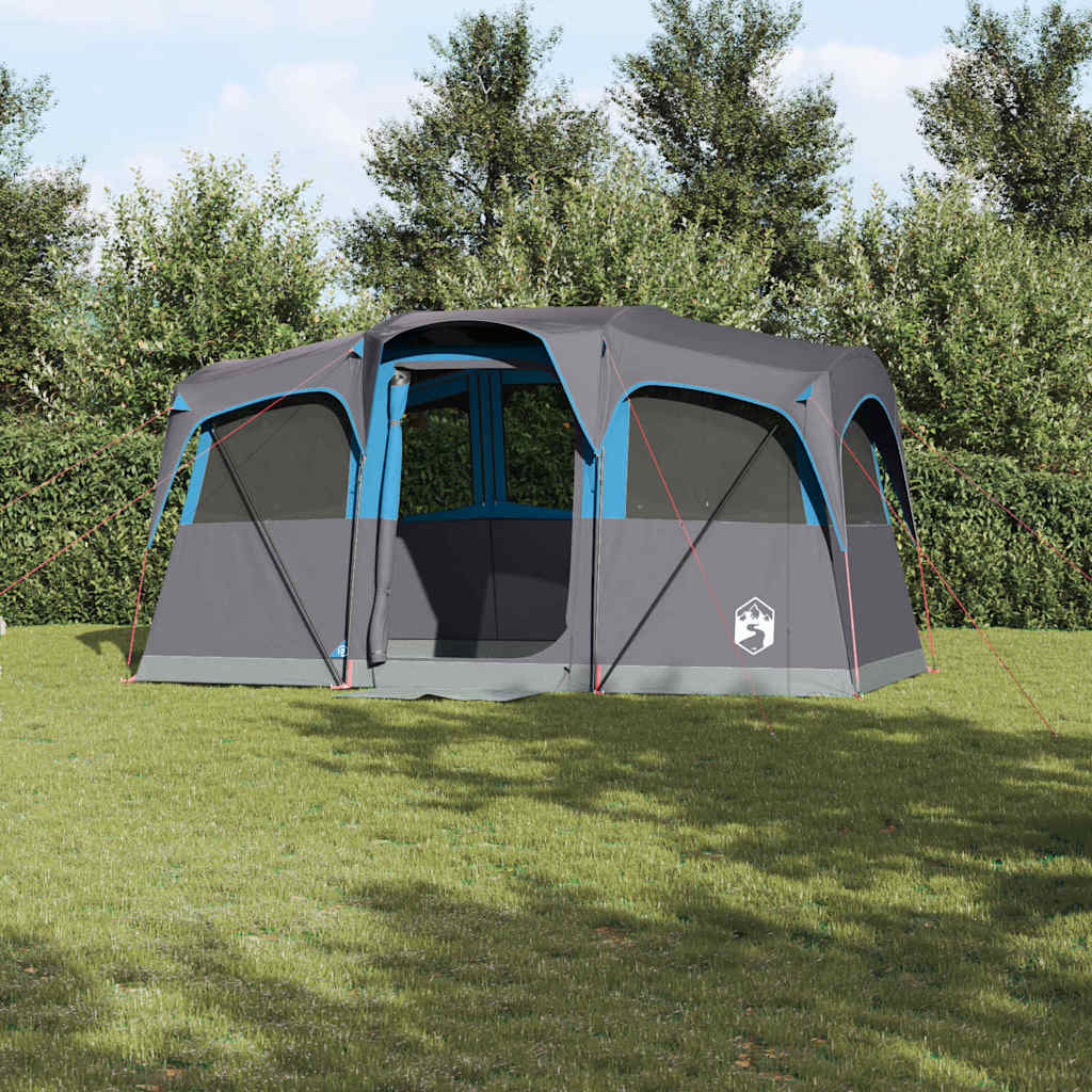 Familietelt Blå Og Grå 435 X 255 X 216 Cm Polyester Og Stål