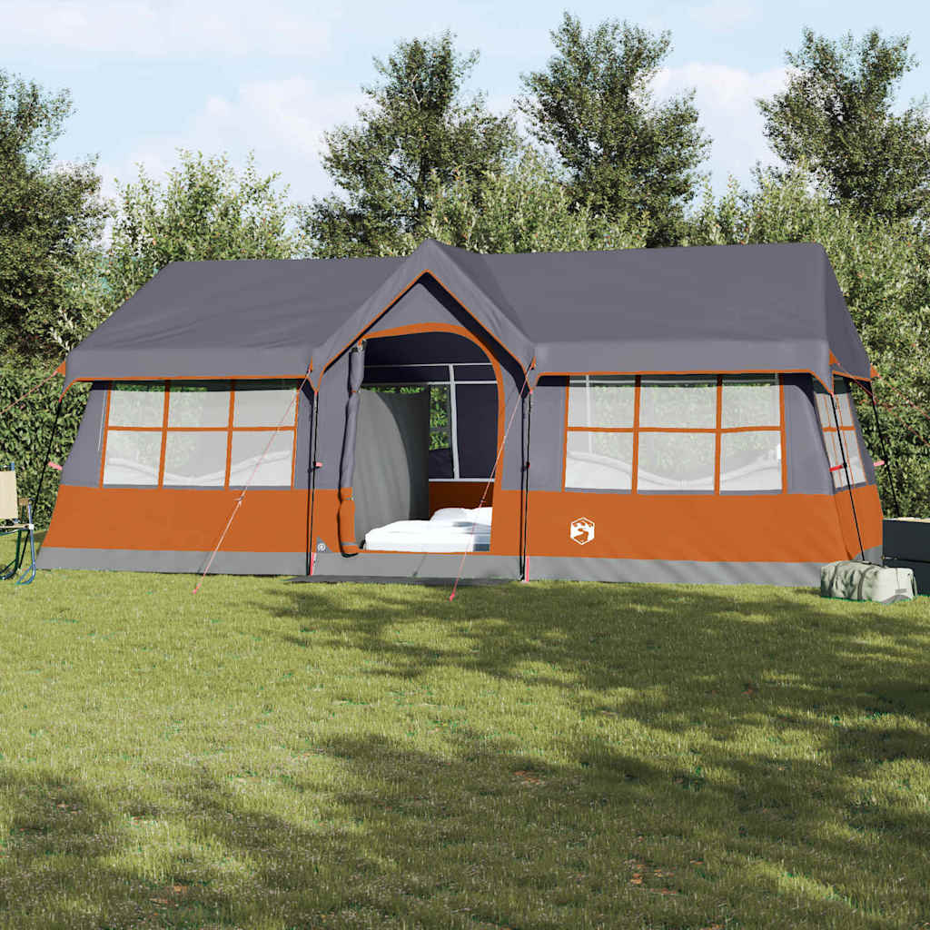 Familietelt Grå Og Oransje 622 X 295 X 238 Cm Polyester Og Stål