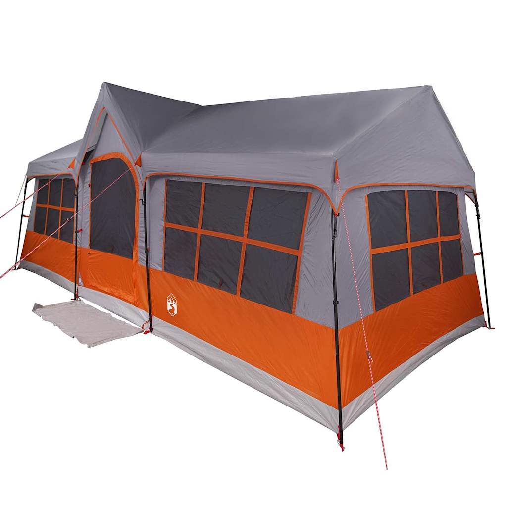 Familietelt Grå Og Oransje 622 X 295 X 238 Cm Polyester Og Stål
