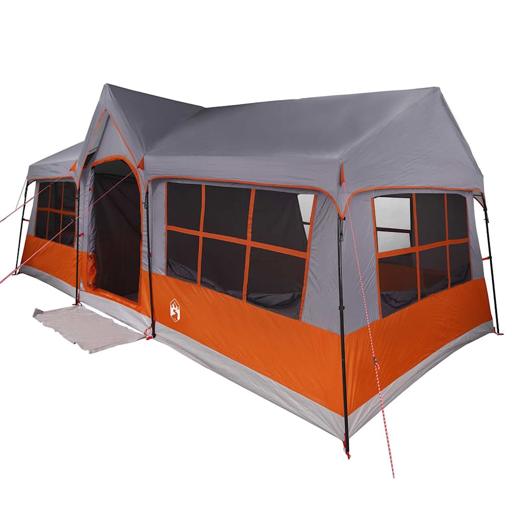 Familietelt Grå Og Oransje 622 X 295 X 238 Cm Polyester Og Stål