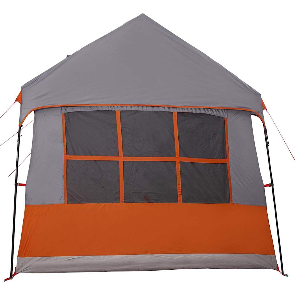 Familietelt Grå Og Oransje 622 X 295 X 238 Cm Polyester Og Stål
