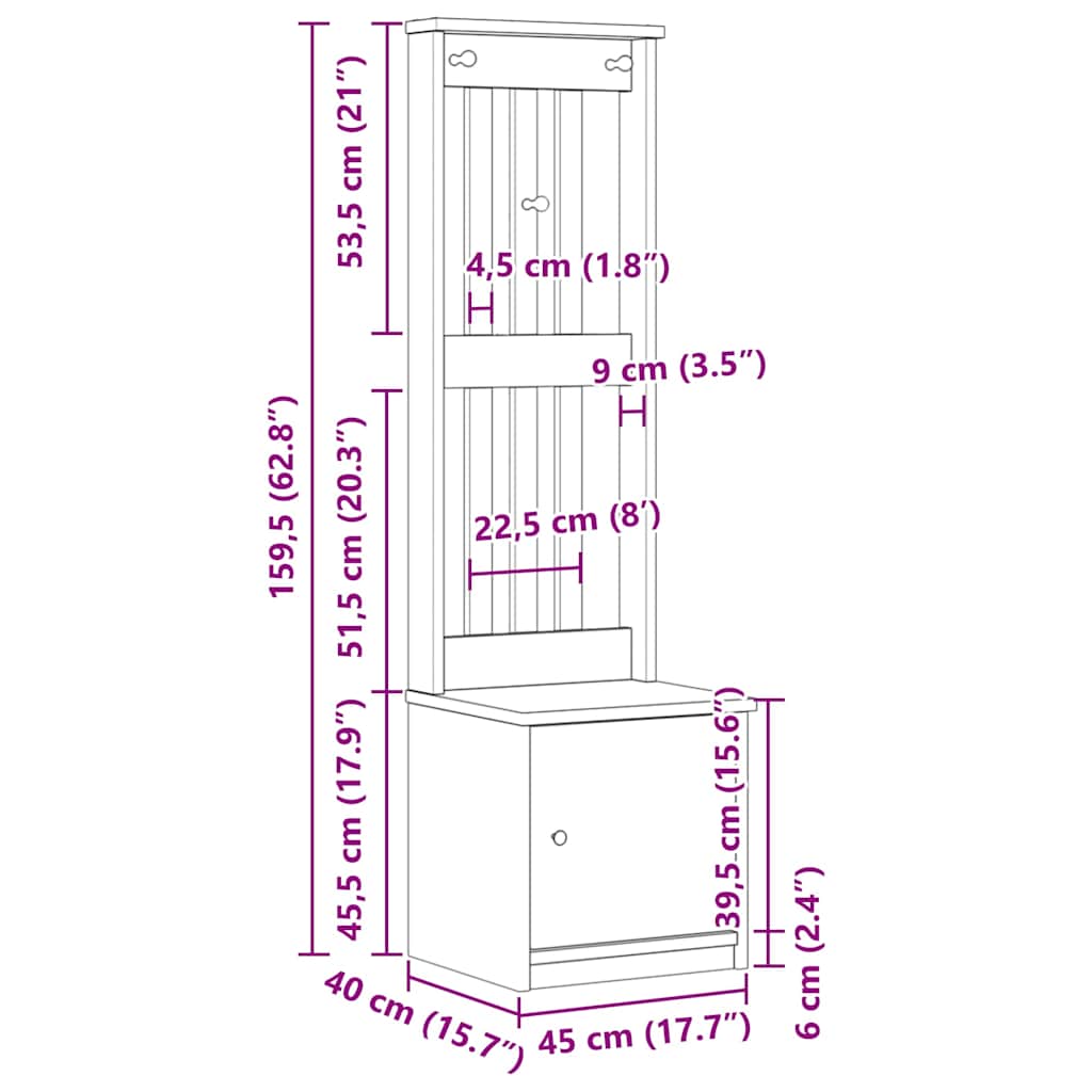Halltre Sandens 45X40X159,5 Cm Heltre Furu