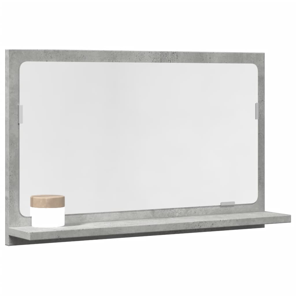 Baderomshylle Med Speil Betonggrå 60X11X37 Cm Konstruert Tre