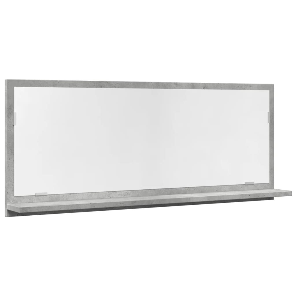Baderomshylle Med Speil Betonggrå 90X11X37 Cm Konstruert Tre