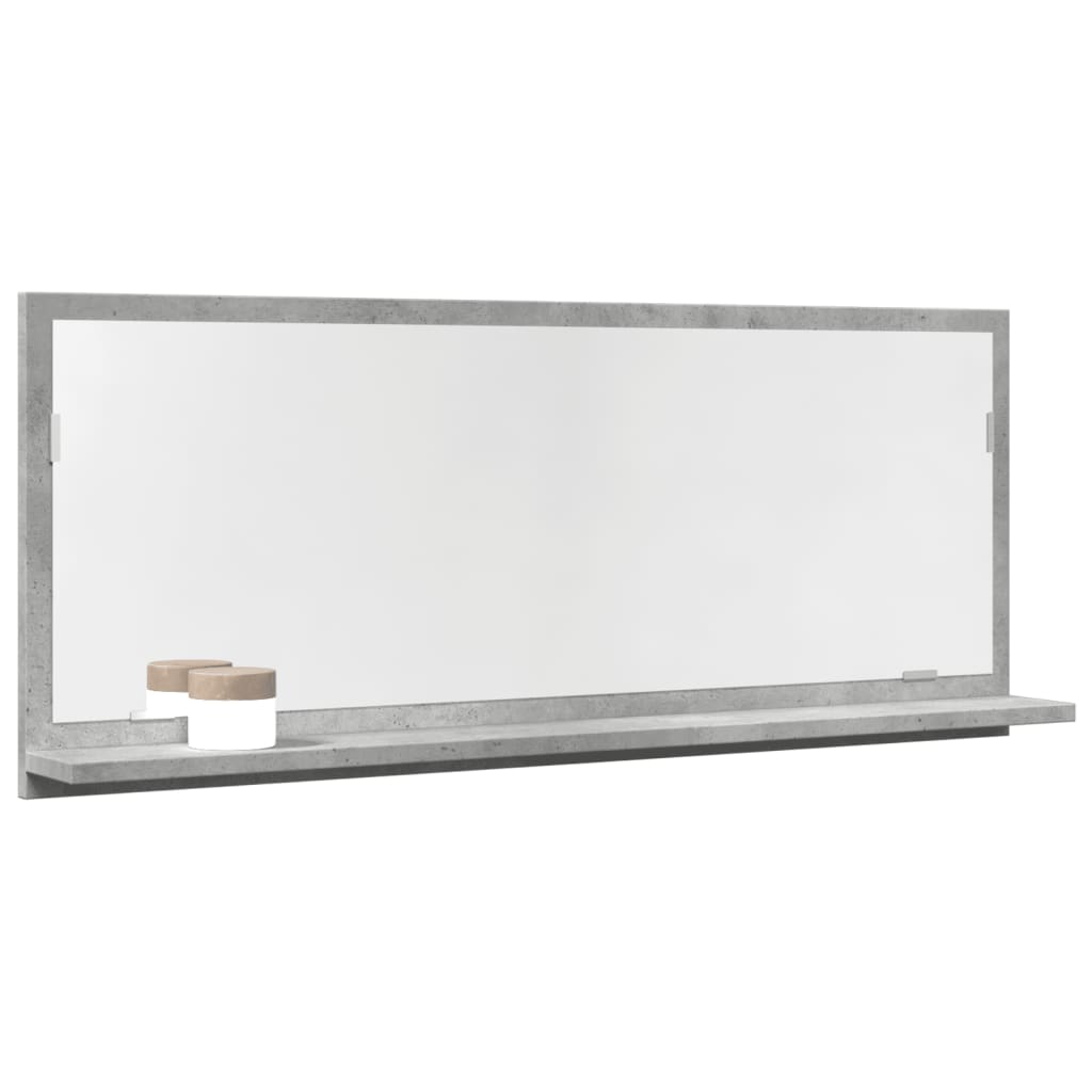 Baderomshylle Med Speil Betonggrå 90X11X37 Cm Konstruert Tre