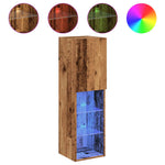 Tv-Benk Med Led-Lys Gammelt Tre 30,5X30X102 Cm