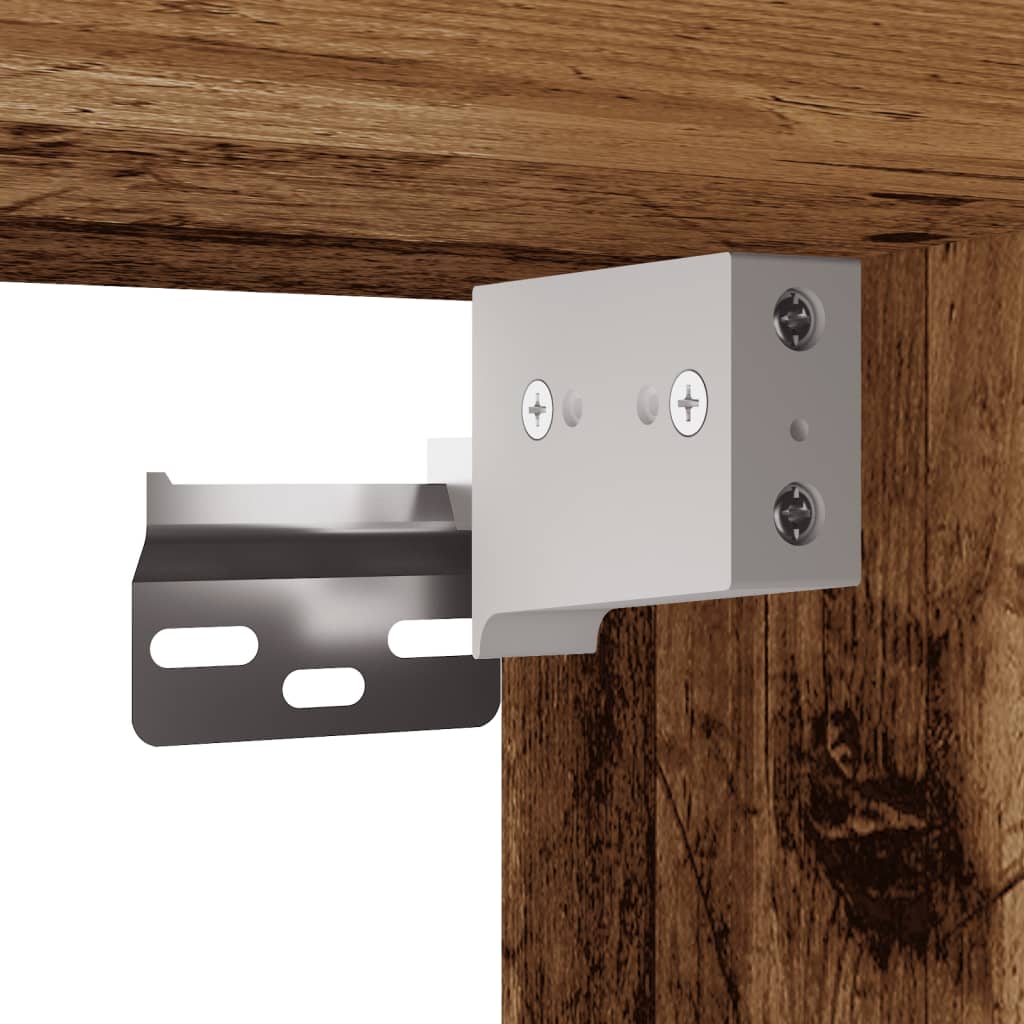 Tv-Benk Med Led-Lys Gammelt Tre 30,5X30X102 Cm