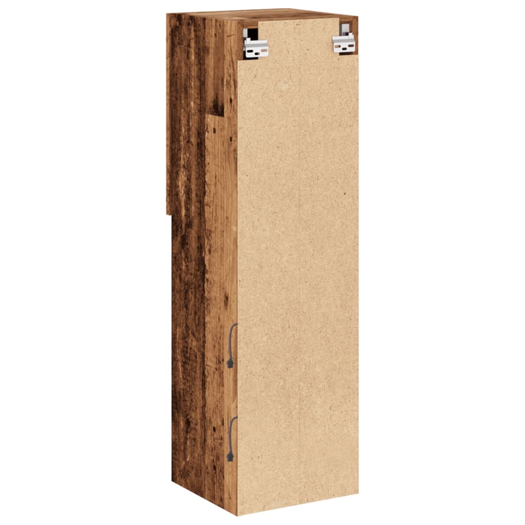 Tv-Benk Med Led-Lys Gammelt Tre 30,5X30X102 Cm
