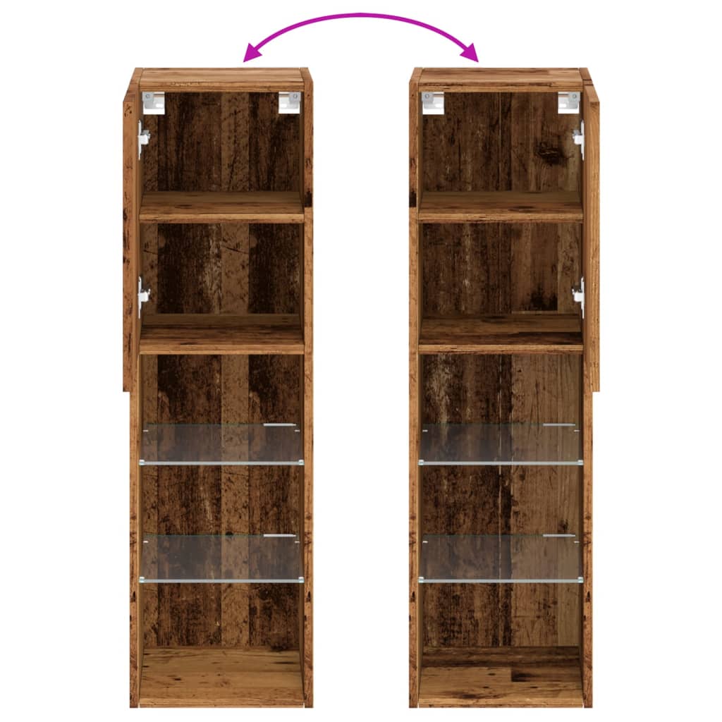 Tv-Benk Med Led-Lys Gammelt Tre 30,5X30X102 Cm