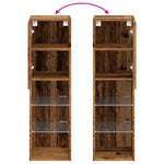 Tv-Benk Med Led-Lys Gammelt Tre 30,5X30X102 Cm