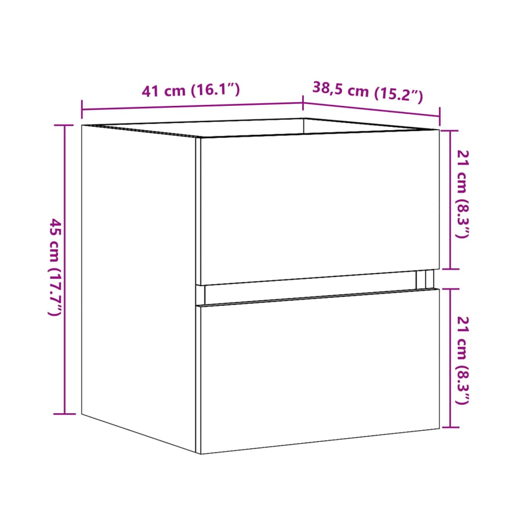 Servantskap Sonoma Eik 41X38,5X45 Cm Konstruert Tre