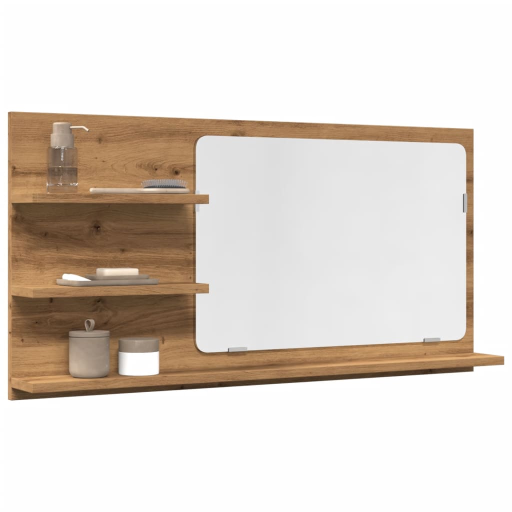 Baderomshylle Med Speil Artisan Eik 90X11X45 Cm Konstruert Tre