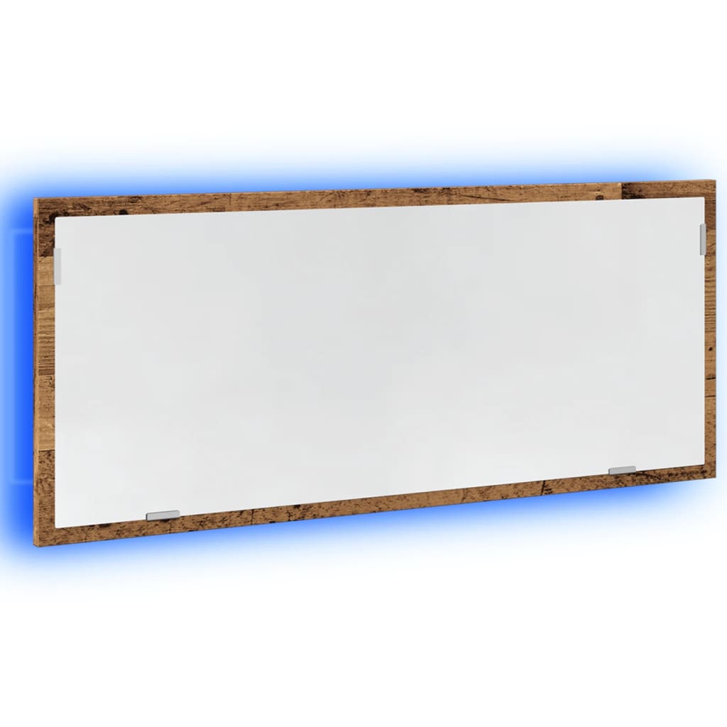Baderomsspeil Med Led Gammelt Tre 100X8,5X37 Cm Konstruert Tre