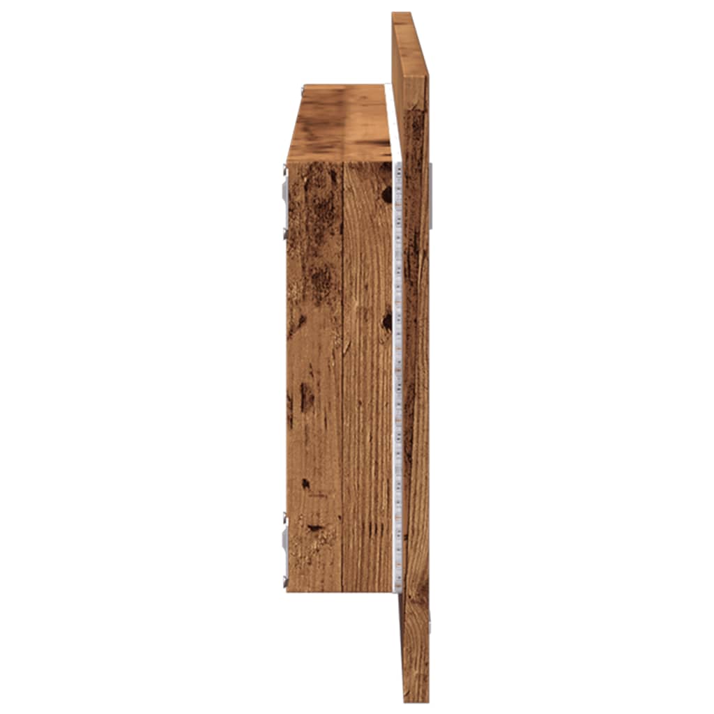 Baderomsspeil Med Led Gammelt Tre 100X8,5X37 Cm Konstruert Tre