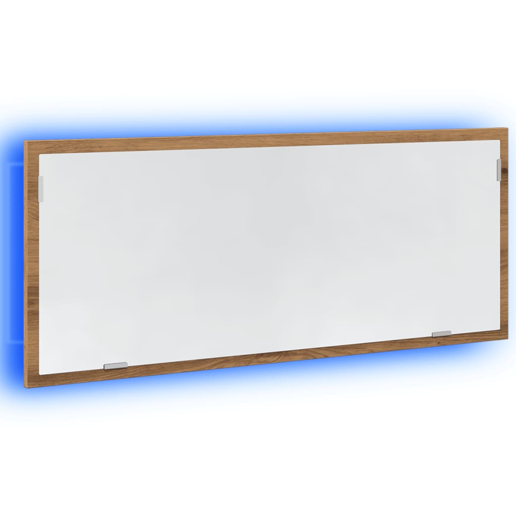 Baderomsspeil Med Led Artisan Eik 100X8,5X37 Cm Konstruert Tre