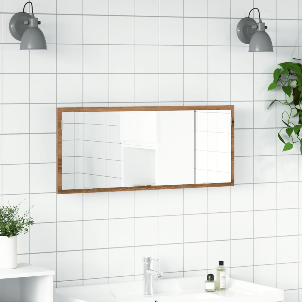 Baderomsspeil Med Led Artisan Eik 100X8,5X37 Cm Konstruert Tre