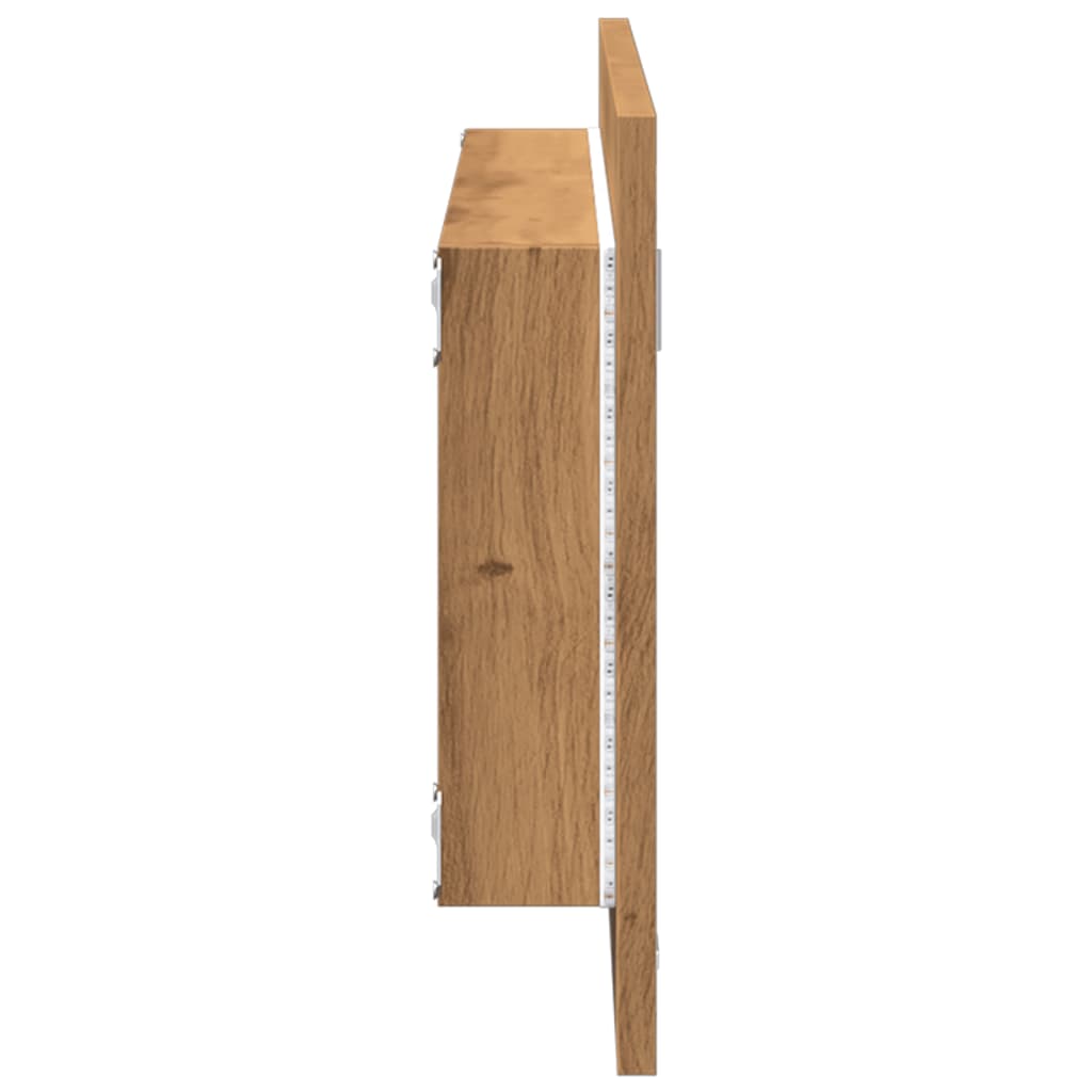 Baderomsspeil Med Led Artisan Eik 100X8,5X37 Cm Konstruert Tre