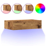 Tv-Benk Med Led-Lys Gammelt Tre 60X35X15,5 Cm
