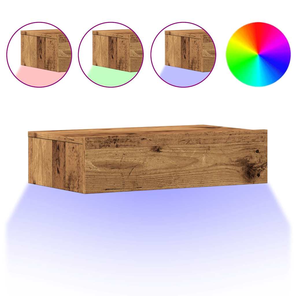 Tv-Benk Med Led-Lys Gammelt Tre 60X35X15,5 Cm