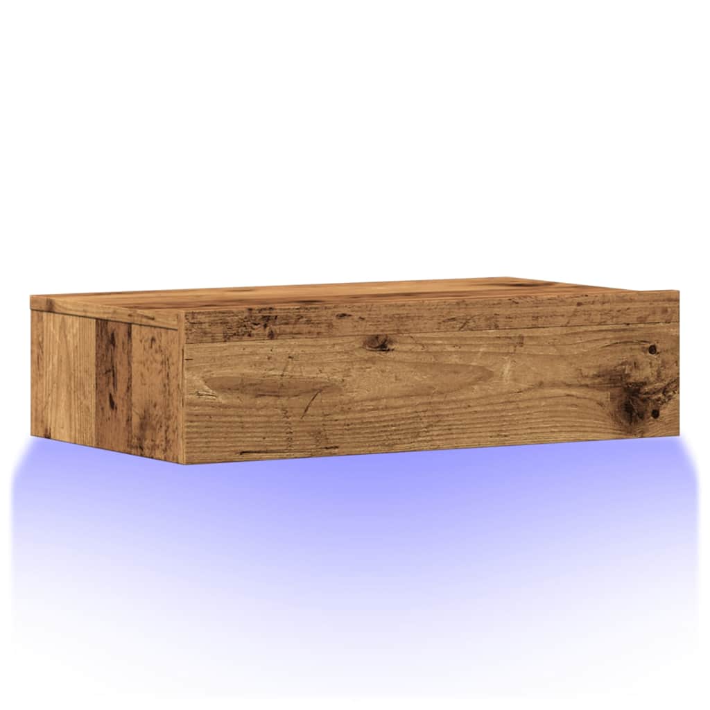 Tv-Benk Med Led-Lys Gammelt Tre 60X35X15,5 Cm