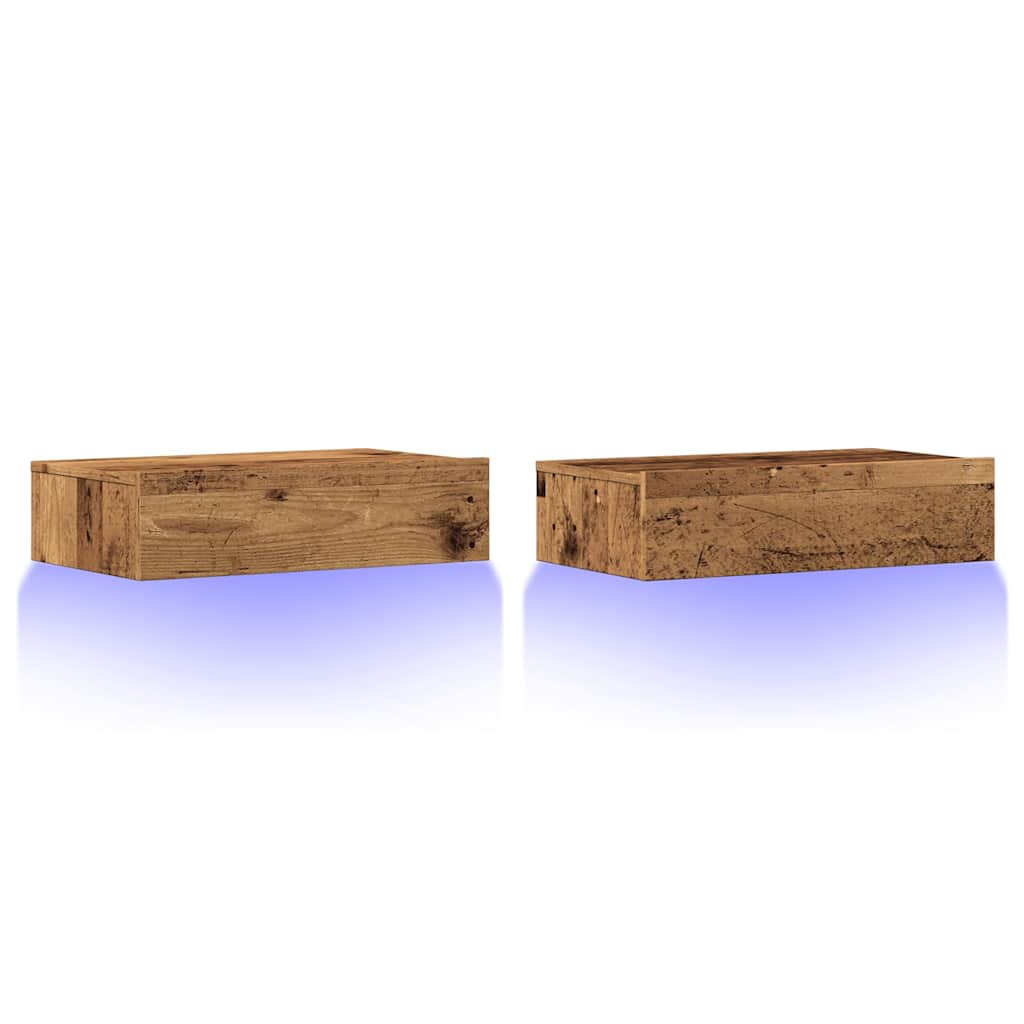 Tv-Benker Med Led-Lys 2 Stk Gammelt Tre 60X35X15,5 Cm