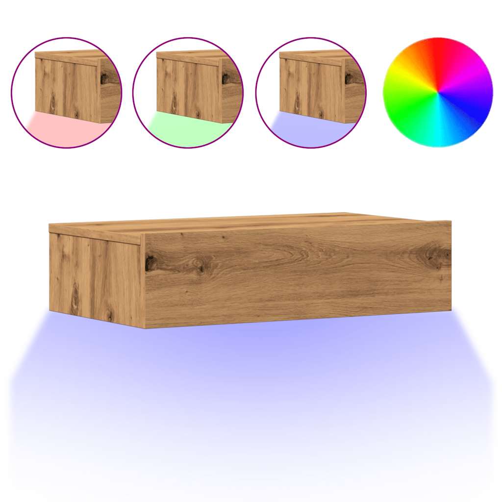 Tv-Benker Med Led-Lys 2 Stk Artisan Eik 60X35X15,5 Cm