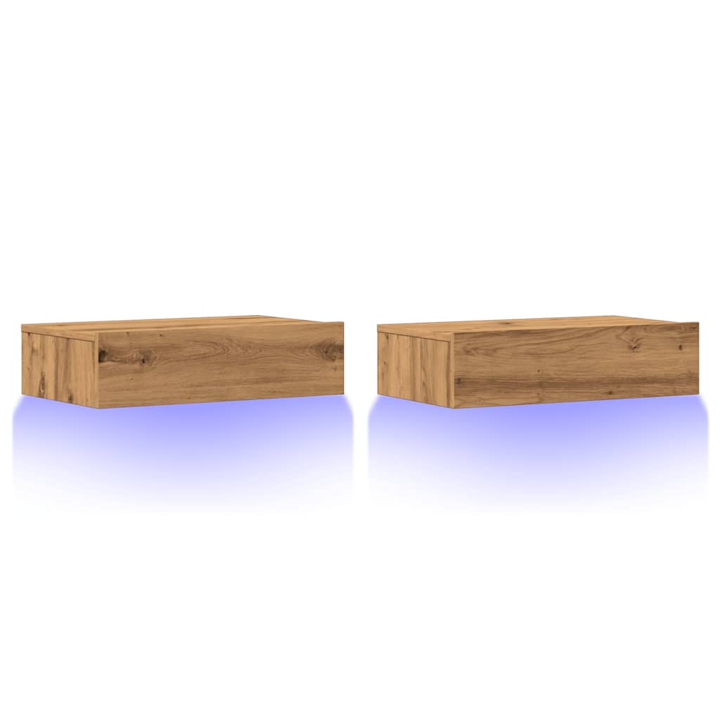 Tv-Benker Med Led-Lys 2 Stk Artisan Eik 60X35X15,5 Cm