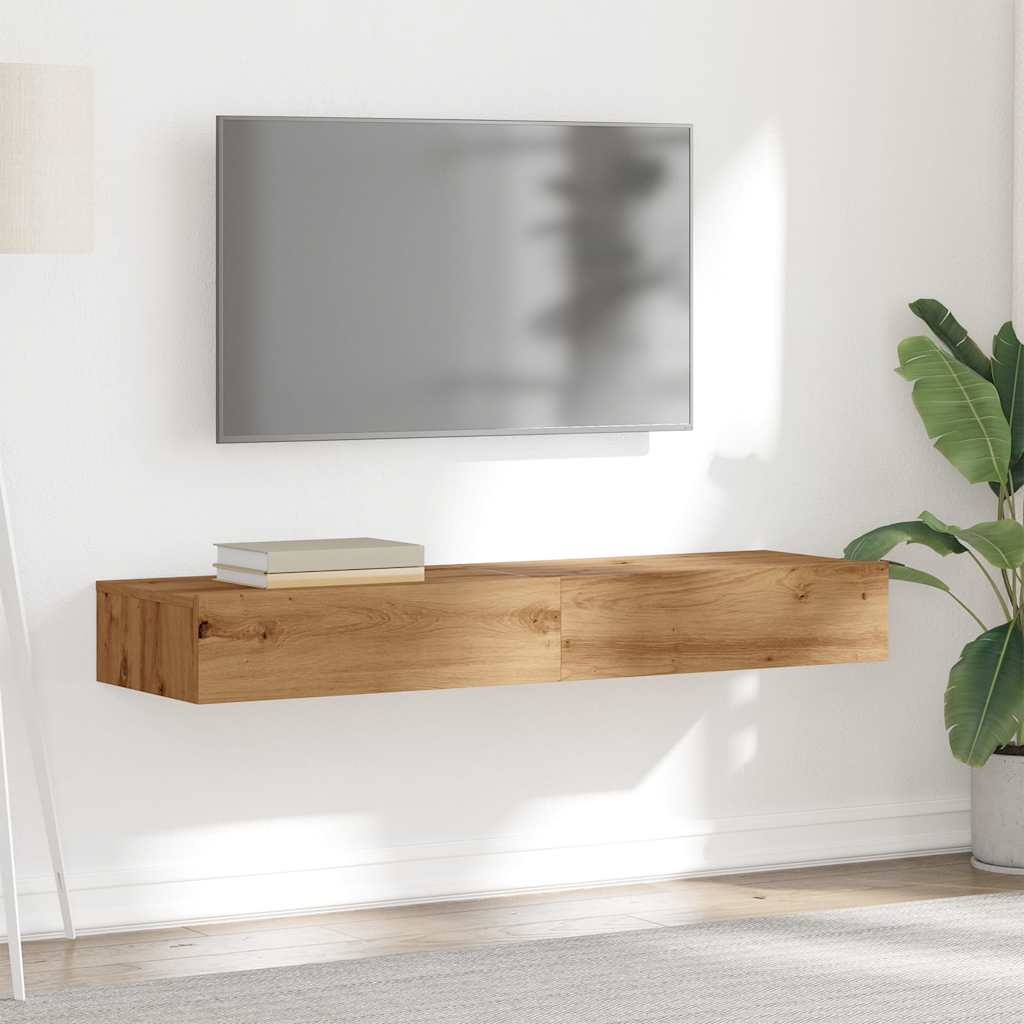Tv-Benker Med Led-Lys 2 Stk Artisan Eik 60X35X15,5 Cm