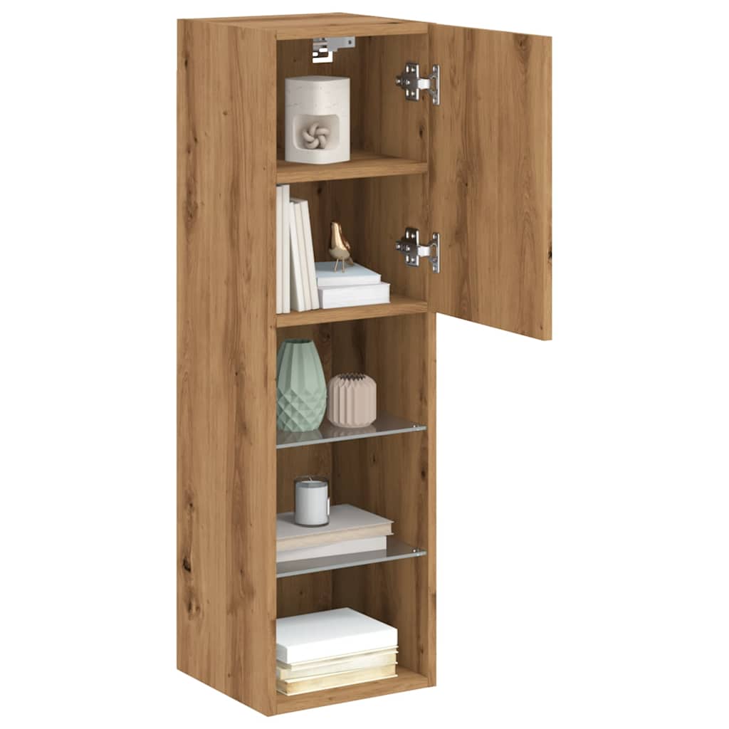 Tv-Benker Med Led-Lys 2 Stk Artisan Eik 30,5X30X102 Cm
