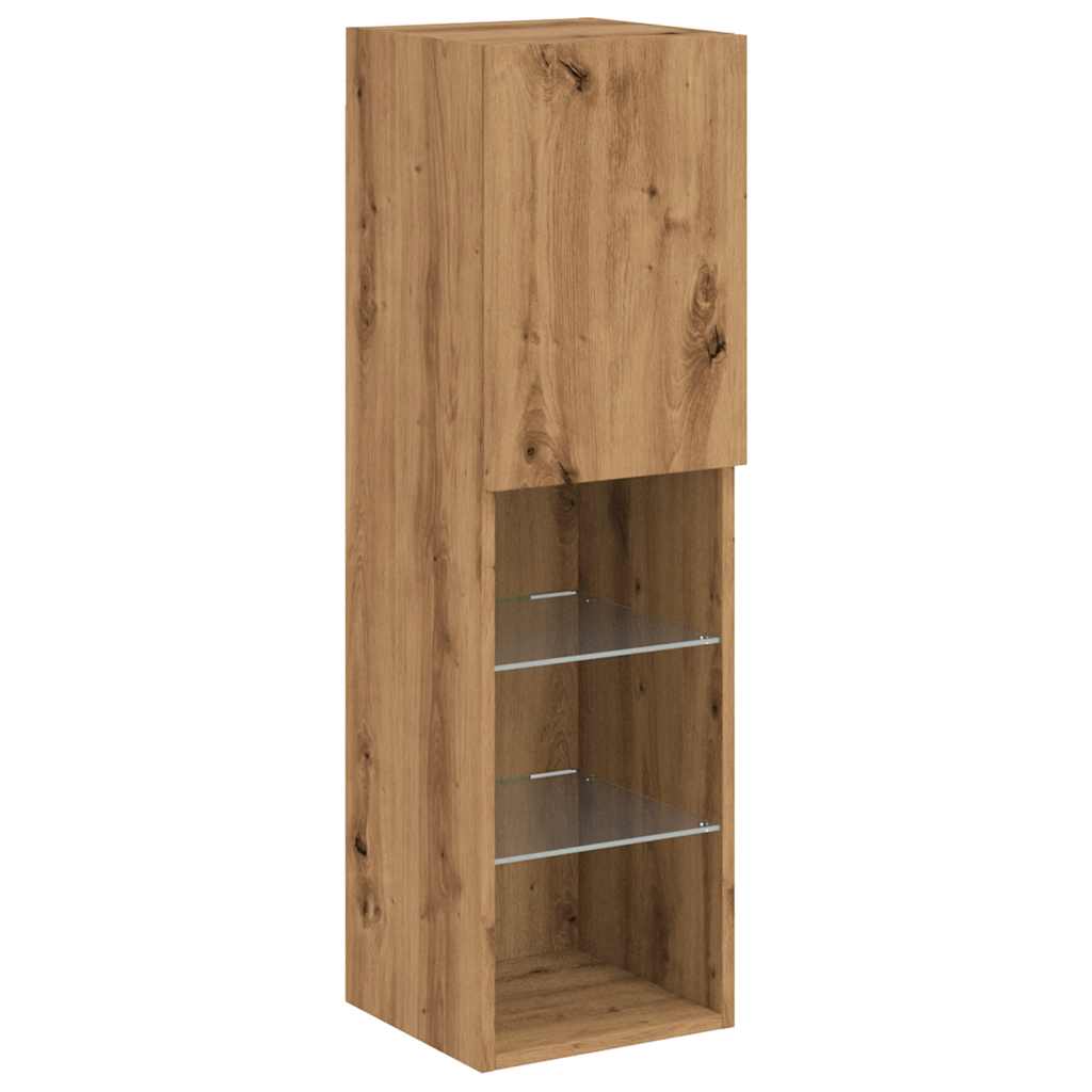 Tv-Benker Med Led-Lys 2 Stk Artisan Eik 30,5X30X102 Cm