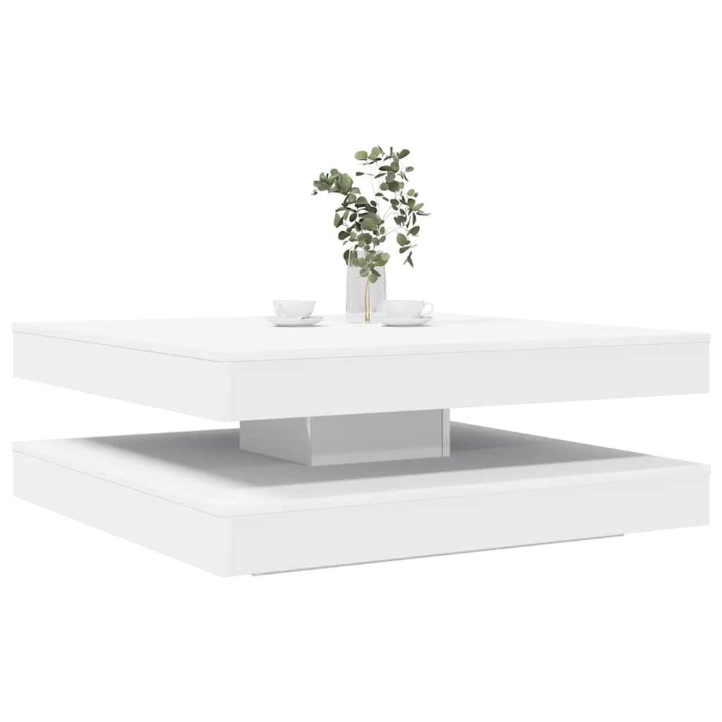 Salongbord 360-Graders Roterbart Hvit 90X90X34,5 Cm