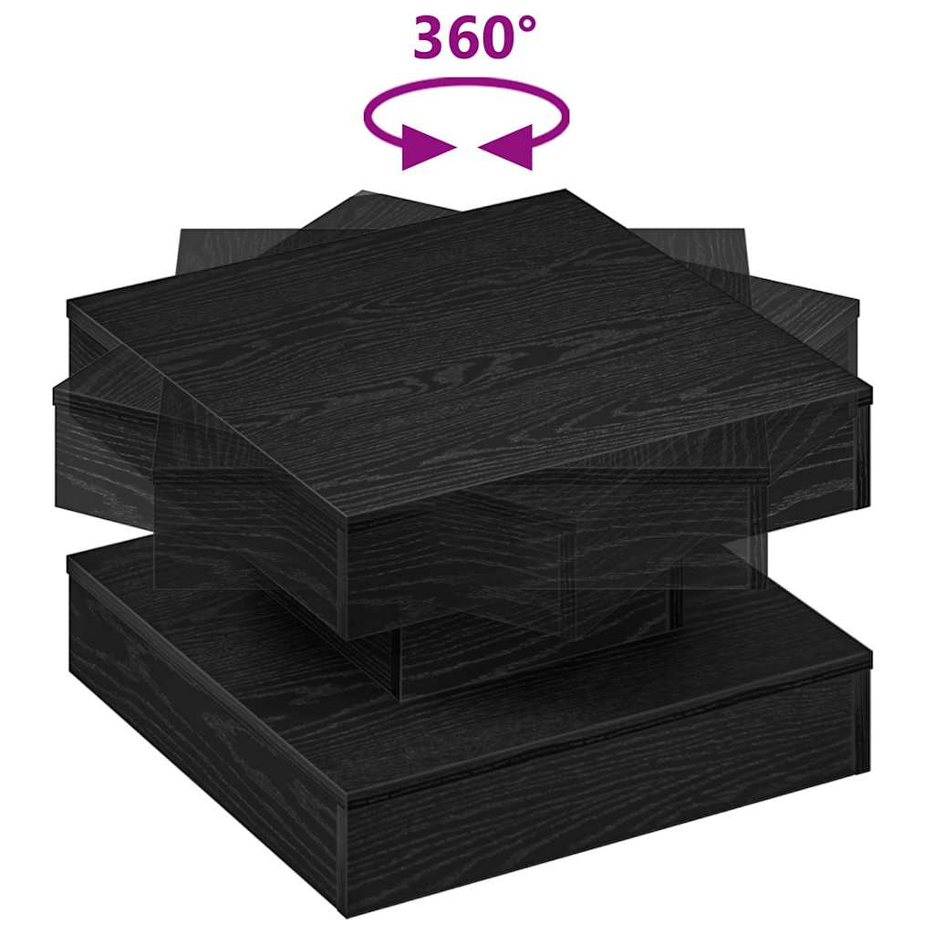 Salongbord 360-Graders Roterbart Svart 50X50X34,5 Cm