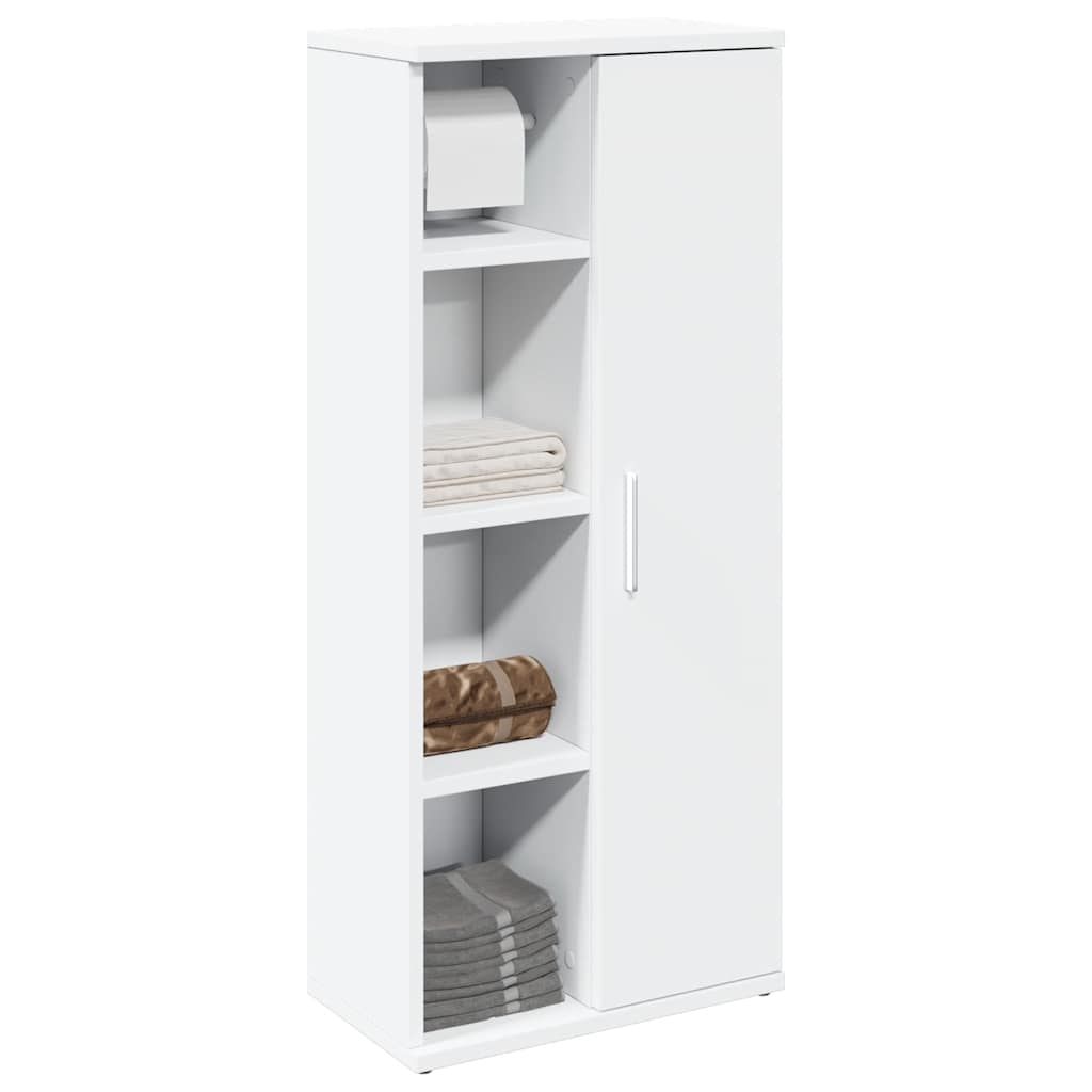 Baderomsskap Med Rulleholder Hvit 39X22X90 Cm