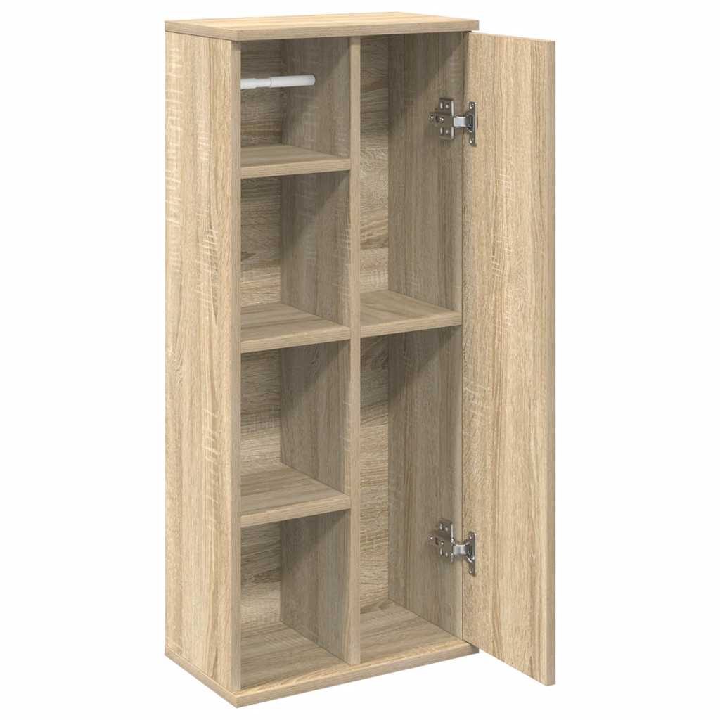 Baderomsskap Med Rulleholder Sonoma Eik 39X22X90 Cm