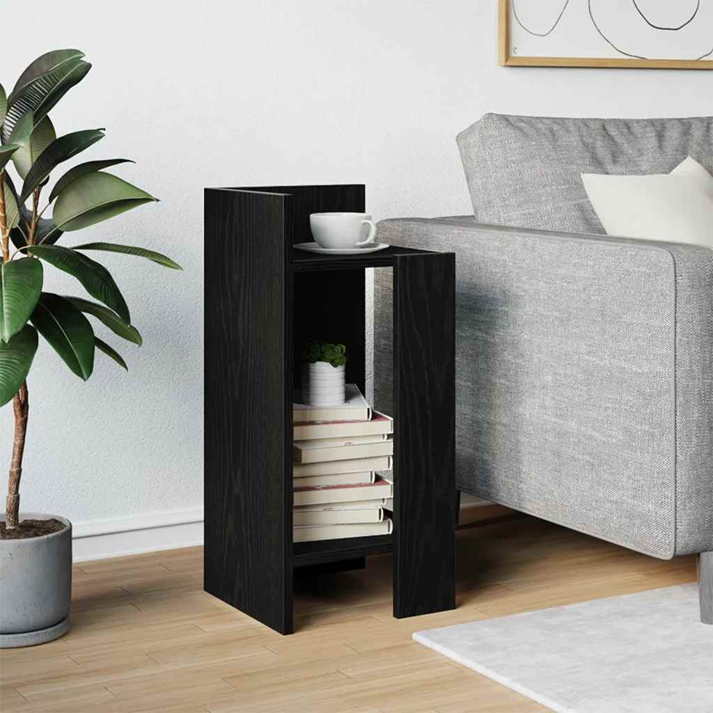 Sidebord Med Hylle Svart 25,5X27X60 Cm