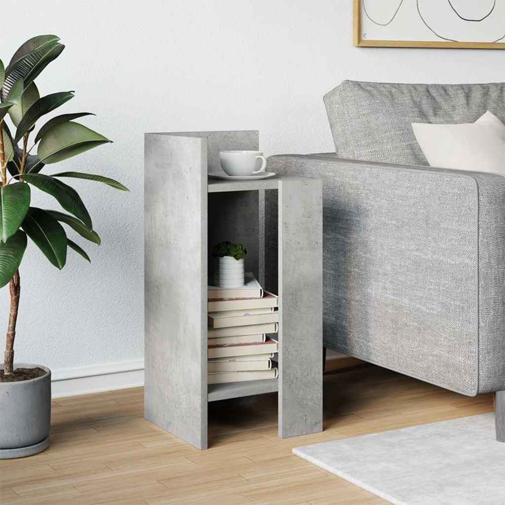 Sidebord Med Hylle Betonggrå 25,5X27X60 Cm