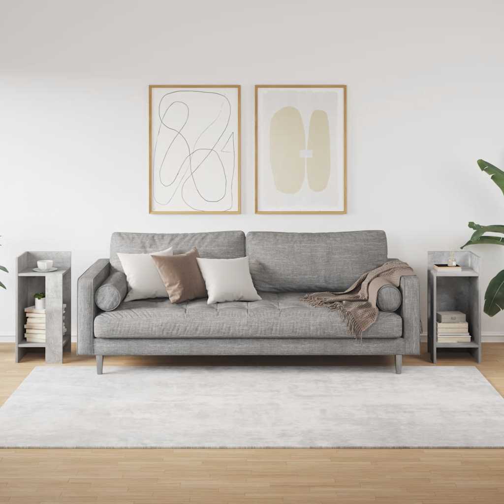 Sidebord 2 Stk Med Hylle Betonggrå 25,5X27X60 Cm