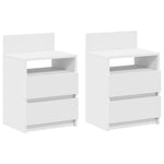 Nattbord 2 Stk Med 2 Skuffer Hvit 40X33X60 Cm