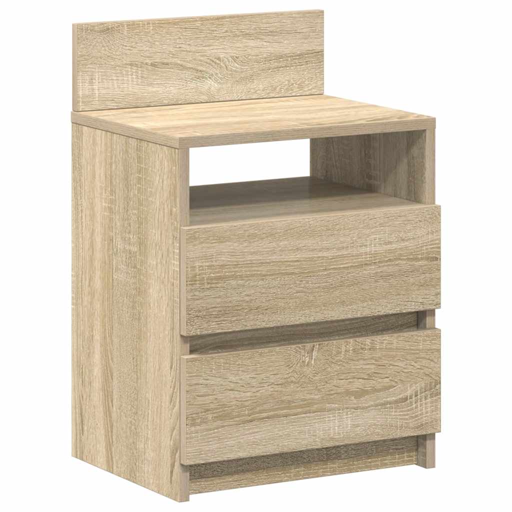 Nattbord Med 2 Skuffer Sonoma Eik 40X33X60 Cm
