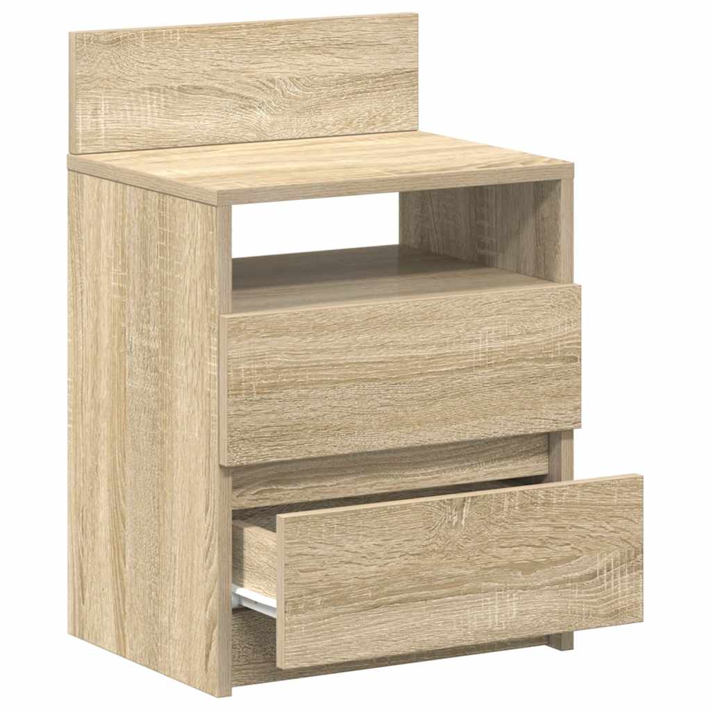 Nattbord Med 2 Skuffer Sonoma Eik 40X33X60 Cm