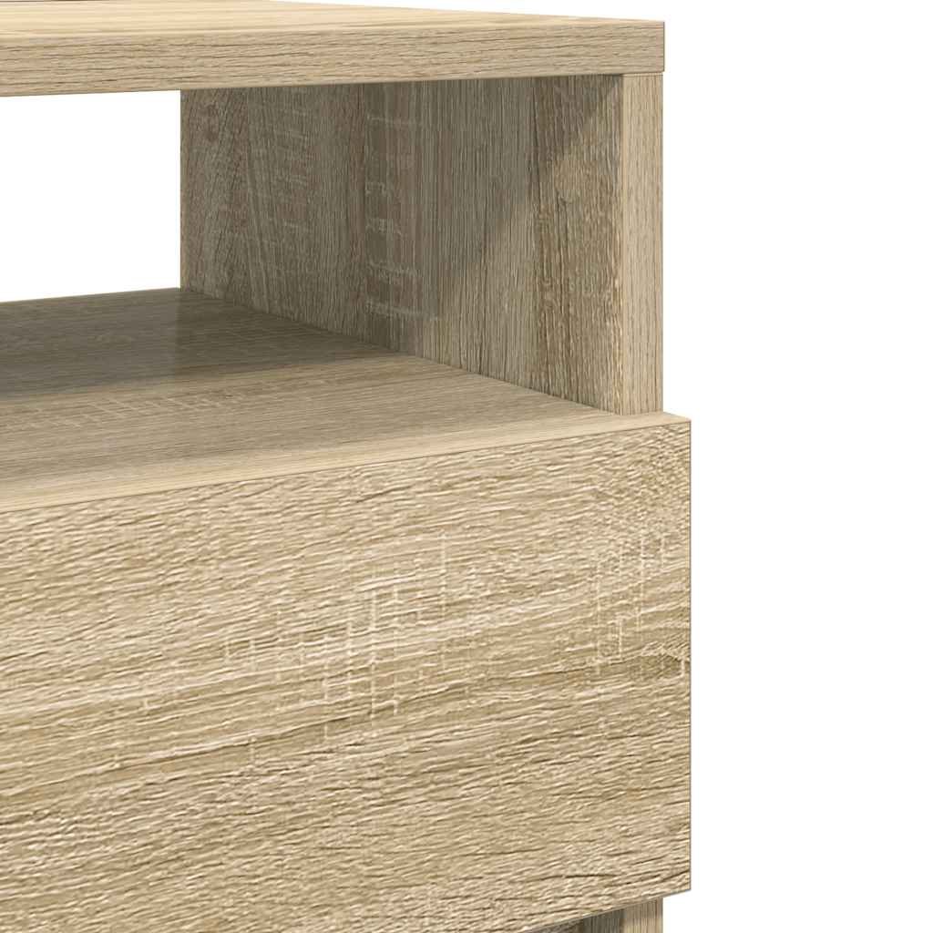 Nattbord Med 2 Skuffer Sonoma Eik 40X33X60 Cm