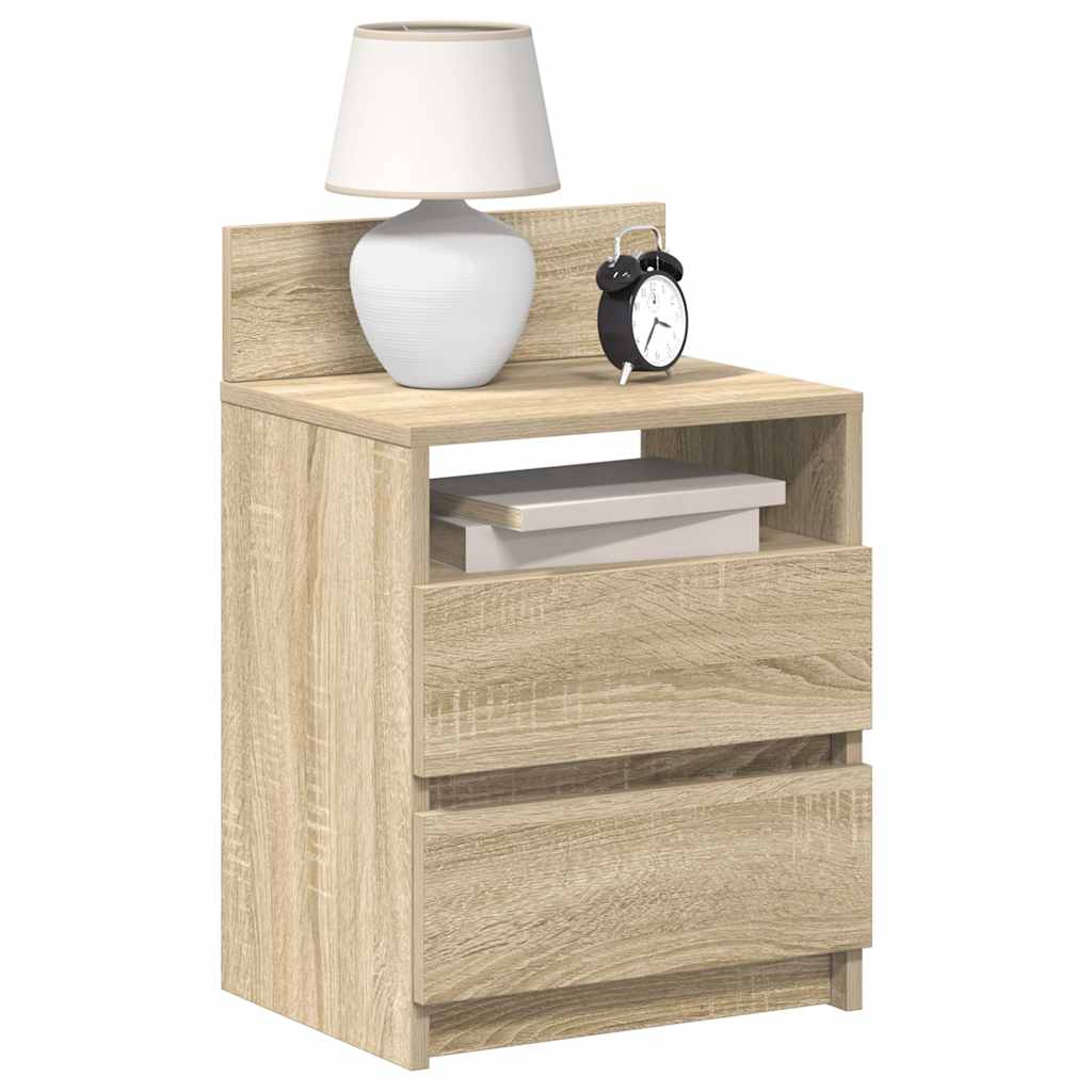 Nattbord Med 2 Skuffer Sonoma Eik 40X33X60 Cm