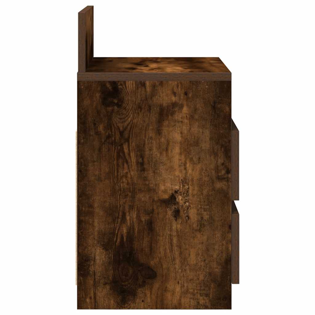 Nattbord 2 Stk Med 2 Skuffer Røkt Eik 40X33X60 Cm