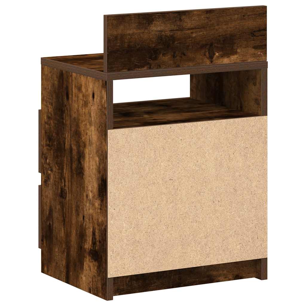 Nattbord 2 Stk Med 2 Skuffer Røkt Eik 40X33X60 Cm