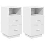 Nattbord 2 Stk Med 2 Skuffer Hvit 36X36X68 Cm