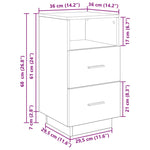 Nattbord 2 Stk Med 2 Skuffer Hvit 36X36X68 Cm